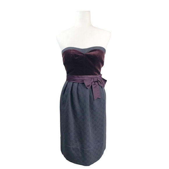Marc‎ Jacob Velvet Maroon and Black Jacquard Sweetheart Strapless Dress - Picture 1 of 6
